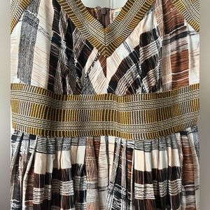 Anthropologie Tracy Reese tribal silk dress with beautiful trim in like new